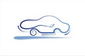 Logo of ecological modern car line art minimalistic electric speed blue car