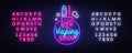 Logo electronic cigarette in neon style. Vape Shop Neon Sign, Sweet Vape Shop Concept, Emblem, Bright Night Signboard Royalty Free Stock Photo