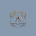 Luxury logo template, luxury products labels design set with royal brand symbols flat isolated vector illustration, logo ornamenta
