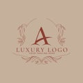 Luxury logo template, luxury products labels design set with royal brand symbols flat isolated vector illustration, logo ornamenta