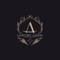 Luxury logo template, luxury products labels design set with royal brand symbols flat isolated vector illustration, logo ornamenta