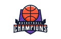 Logo, emblem of basketball champions. Colorful emblem of the championship winners. Basketball champions logo template