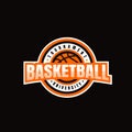 Logo emblem of basketball competition. basketball emblem on the background of circle.