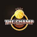 Logo emblem of basketball competition. basketball emblem on the background of circle.