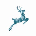 A logo or emblem in the form of a dark green reindeer, a symbol of the year in minimalism