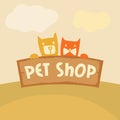 Logo, emblem store for cats and dogs. Cartoon Royalty Free Stock Photo