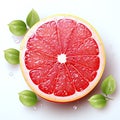 logo emblem symbol with half a red grapefruit fruit on white background Royalty Free Stock Photo