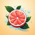 logo emblem symbol with half red ripe juicy grapefruit fruit