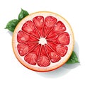 logo emblem symbol with half red ripe juicy grapefruit fruit on a white background Royalty Free Stock Photo