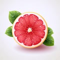 logo emblem symbol with half red ripe juicy grapefruit fruit on a white background Royalty Free Stock Photo