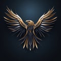 logo emblem symbol icon with bird eagle hawk falcon on black background