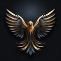 logo emblem symbol icon with bird eagle hawk falcon on black background Royalty Free Stock Photo