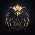 logo emblem symbol icon with the head of a bird eagle hawk falcon on black background Royalty Free Stock Photo