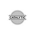 Logo or emblem template, car catalyst. Metal catalyst concept, refurbishment, replacement of cleaning systems Royalty Free Stock Photo