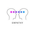 Logo of empathy, emotional intelligence. Two profiles and relationship between them