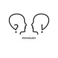 Logo of empathy, emotional intelligence. Two profiles