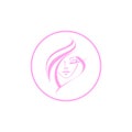 Logo face. young girl face silhouette - color logo. stylized female face for cosmetology - logo in a circle. Beauty industry -