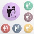 Logo family love badge color set icon. Simple glyph, flat vector of valentine\'s day- wedding icons for ui and ux, website or Royalty Free Stock Photo