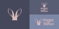 The logo of a fashion brand for magicians is symbolized by an illustration of rabbit ears