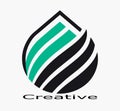 logo features a dynamic green and black wave design