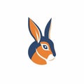 Minimalistic Orange And Blue Rabbit Logo Design