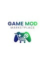 Logo features a shopping cart integrated with a game controller Royalty Free Stock Photo