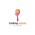 Logo features a stylized spatula in gradient colors of orange, pink, and purple, Royalty Free Stock Photo