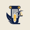 Logo featuring an artistic rendition of a legal document scroll for a law firm, Artistic rendition of a legal document scroll,