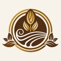 A logo featuring brown and white colors, designed with stylized leaves for a gourmet chocolate brand, An elegant logo for a