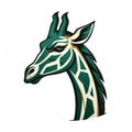 Green Giraffe Head Logo: Detailed Character Design With Strong Facial Expression