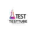 Logo featuring a gradient-colored laboratory flask with liquid and bubbles, Royalty Free Stock Photo