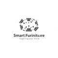 Logo featuring a network of connected furniture icons in a circular layout, symbolizing Royalty Free Stock Photo