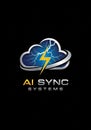Logo featuring a stylized blue cloud with lightning bolts, Royalty Free Stock Photo
