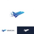 A logo featuring a stylized blue gradient space shuttle, angled upward, with lines Royalty Free Stock Photo
