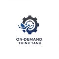 A logo featuring a stylized gear with a wave-like design inside. The gear is dark blue Royalty Free Stock Photo