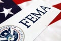 Logo FEMA with United State of America flag Royalty Free Stock Photo