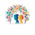 Colorful Tree Design For Couples: Serene Faces And Rural Life Depictions