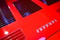 Logo of Ferrari horse on a cowl of sport car Royalty Free Stock Photo