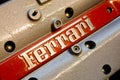 Logo Ferrari on motor of sport car Royalty Free Stock Photo