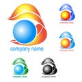 Logo, fire and ice, water and flame in different colors