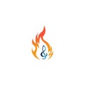 Logo fire music illustration with color vector design