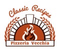 Logo with firewood oven and pizza Royalty Free Stock Photo