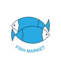 Logo of fish market, seafood label and badge, vector illustration. Fish logotype vector for seafood, restaurant food, Royalty Free Stock Photo