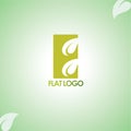 logo vector elegant green leaf symbol Letter E