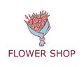 Logo of the flower shop. Stylized graphic bouquet