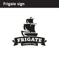 Logo in the form of a frigate, in retro style Royalty Free Stock Photo