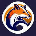 Logo of a fox head isolated on a dark blue background. AI generated Royalty Free Stock Photo