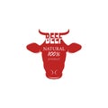 Logo fresh beef, cow, natural product on a white background - vector