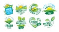 Logo fresh food from the farm. Vector illustration on white background