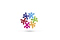 Logo friendship teamwork people holding hands can be a group of children playing together vector image logotype id card design Royalty Free Stock Photo